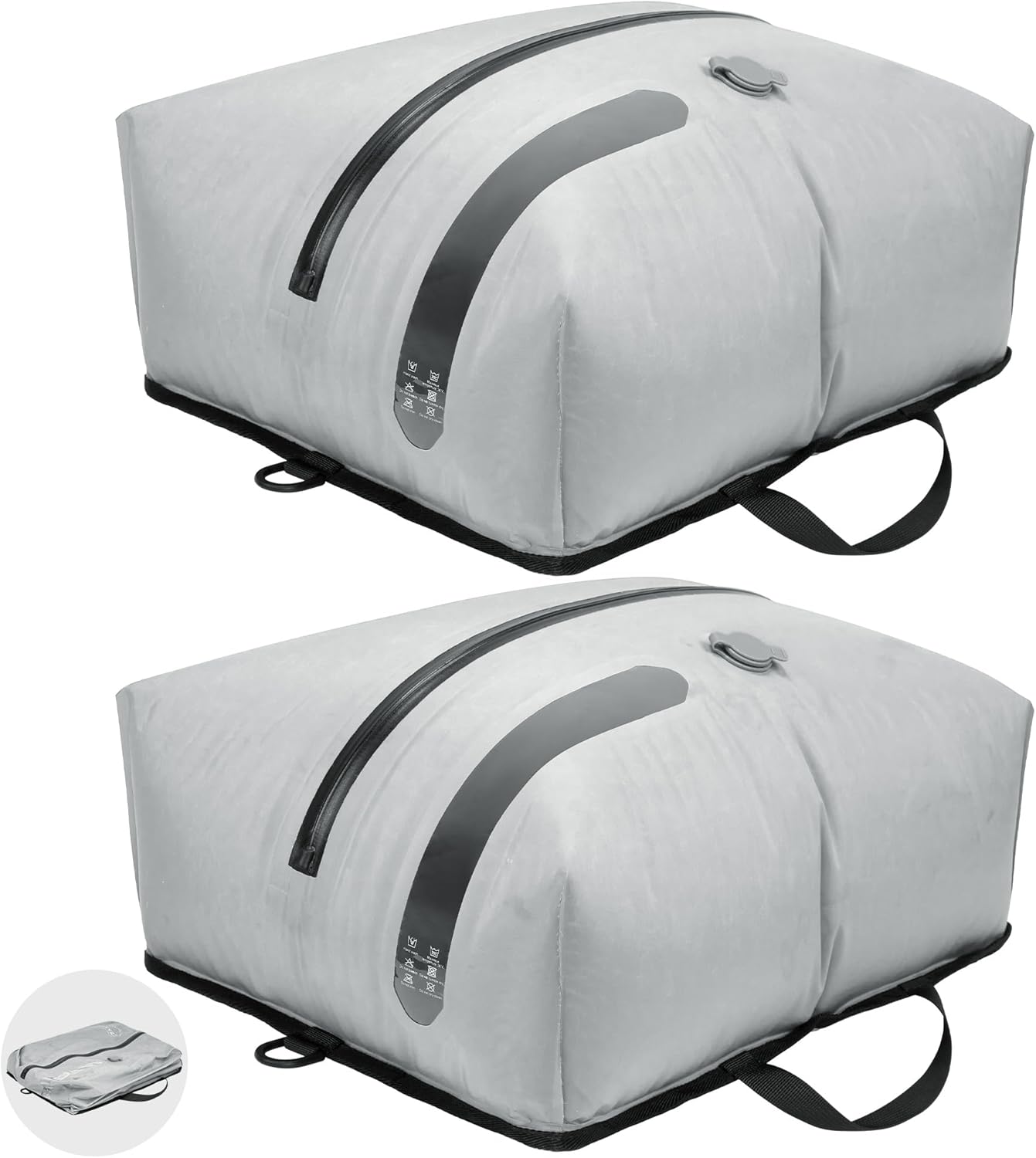 ONTYZZ Travel Vacuum Compression Bags Reusable Compression Bag with IP67 Waterproof Zipper Space Saver Vacuum Bags for Suitcase,Two Pack Grey