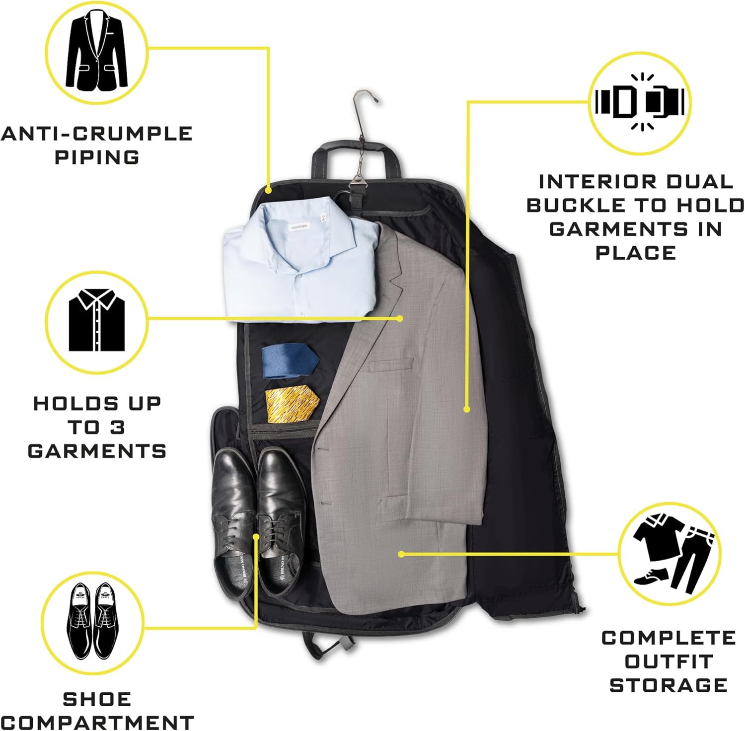 Premium Suit Carry On Garment Bag for Travel & Business Trips With Shoulder Strap - Image 4