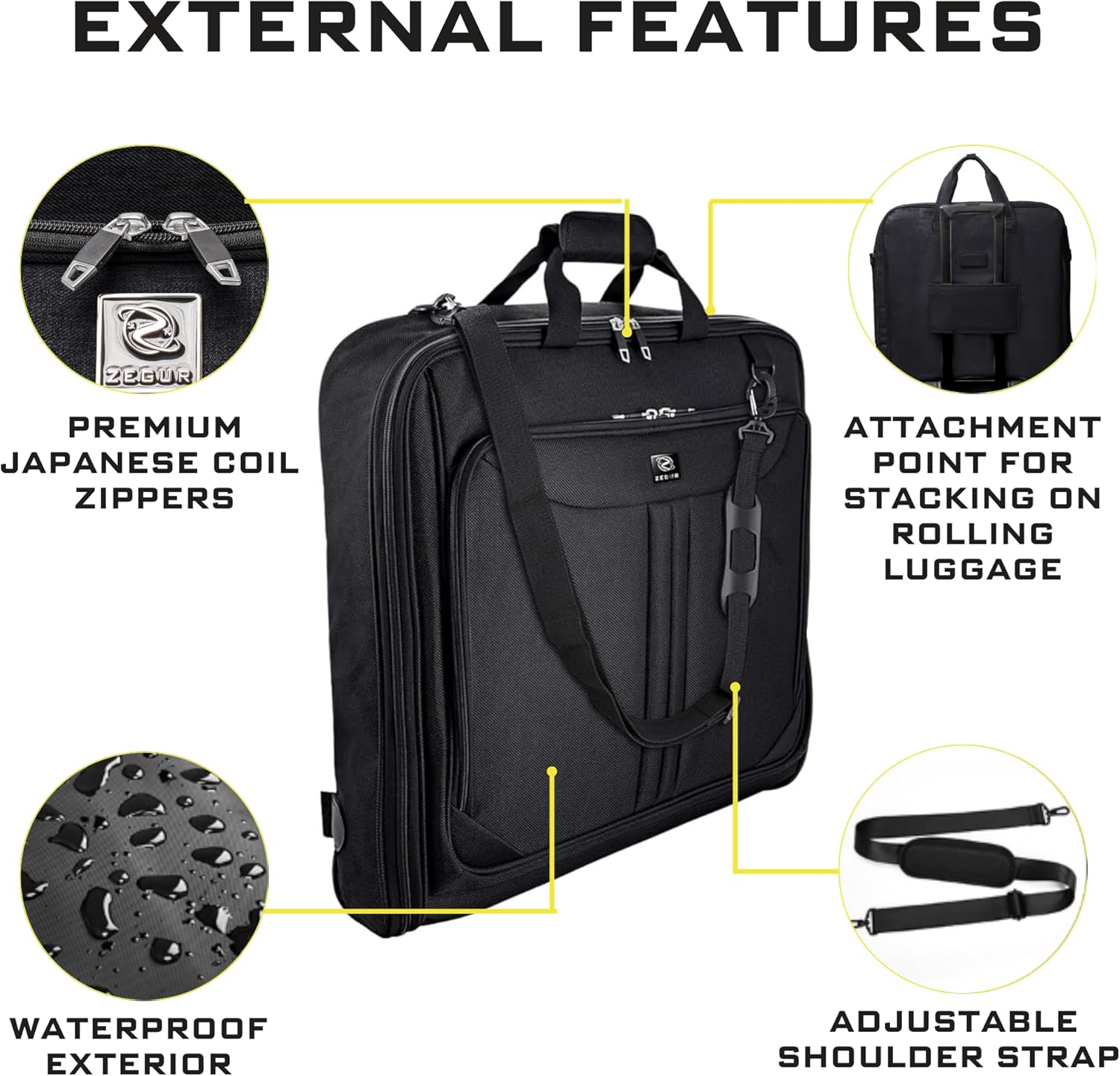 Premium Suit Carry On Garment Bag for Travel & Business Trips With Shoulder Strap - Image 6