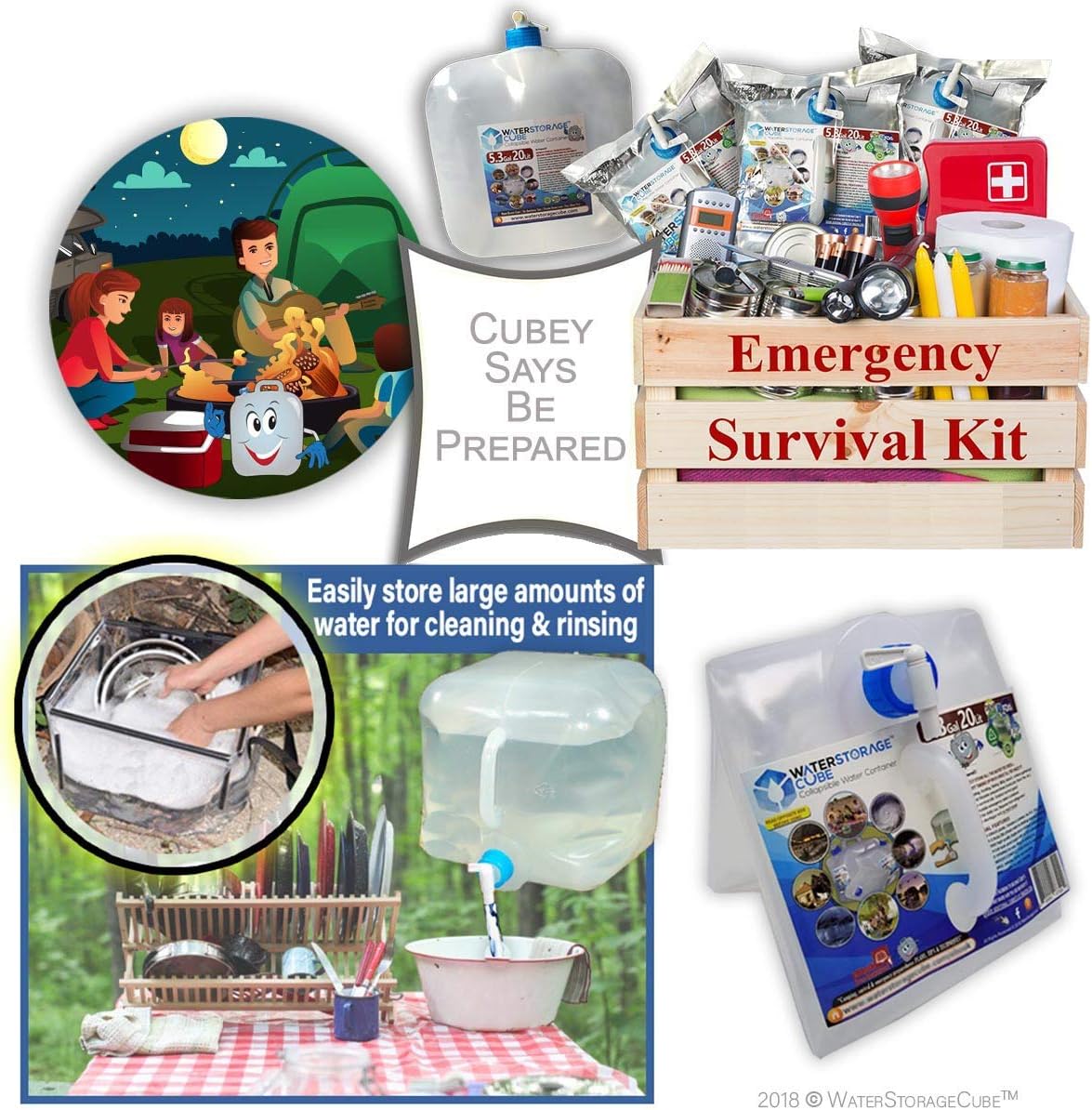 WaterStorageCube BPA Free Collapsible Water Container with Spigot, Camping Water Storage Carrier Jug for Outdoors Hiking Backpack & Survival Kit, Foldable Portable Water Canteen 1.3/2.6/5.3 Gallon - Image 9